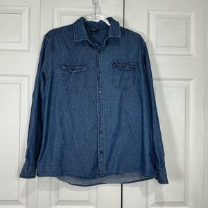 🍓 Livergy Blue Denim Casual Button Down Shirt - 41/42 Large